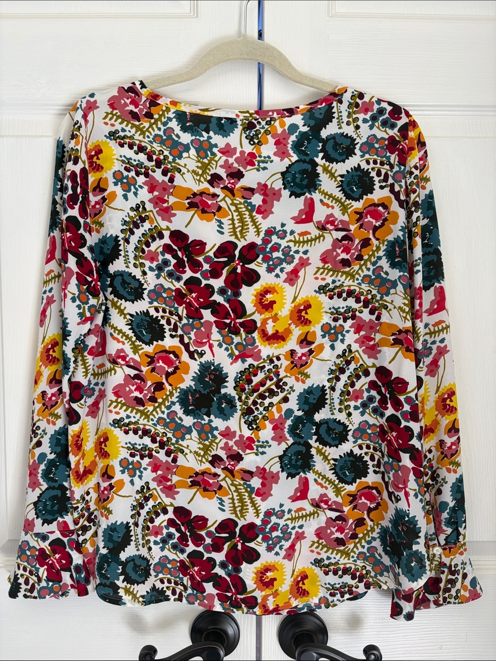 Excellent condition LOFT White Floral Long Sleeve Top - Picture 2 of 5